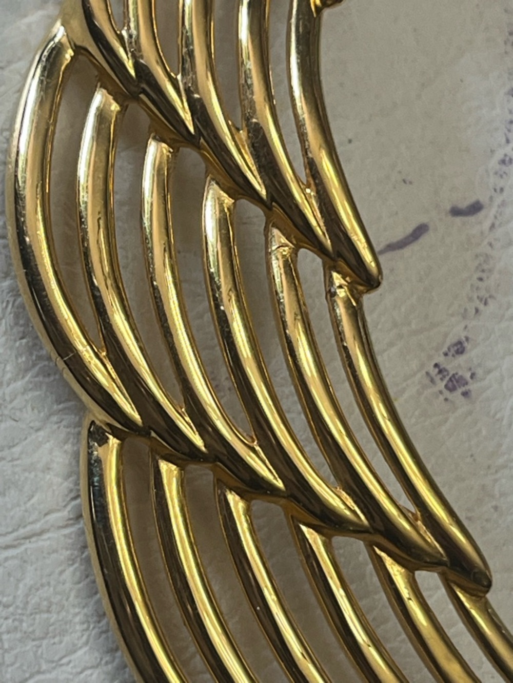 Napier Goldtone Structural Collar Necklace Statement Ribbed Bib Vintage 90s - Picture 8 of 9